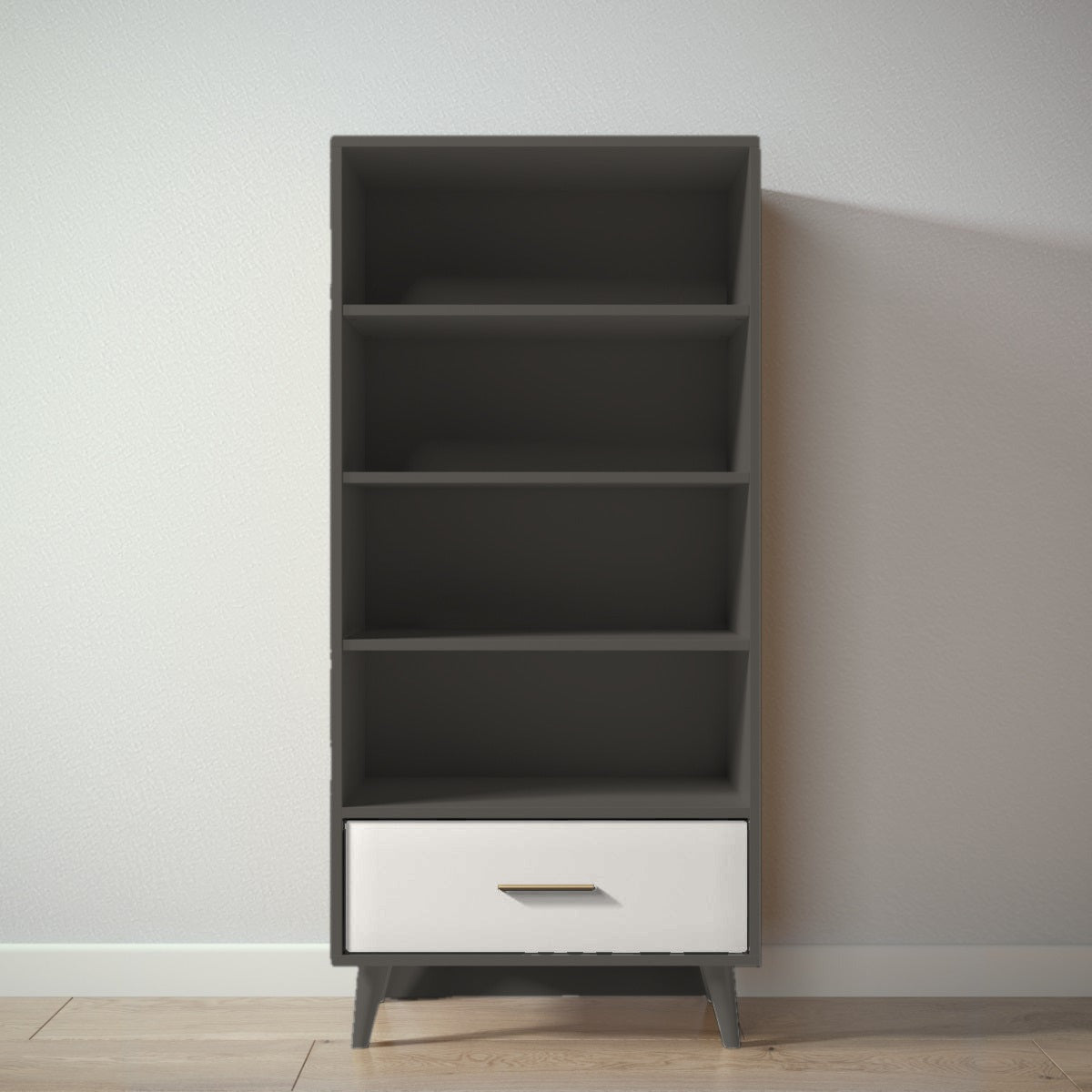 New York Bookcase in Peppercorn / Bianco Satinato finish