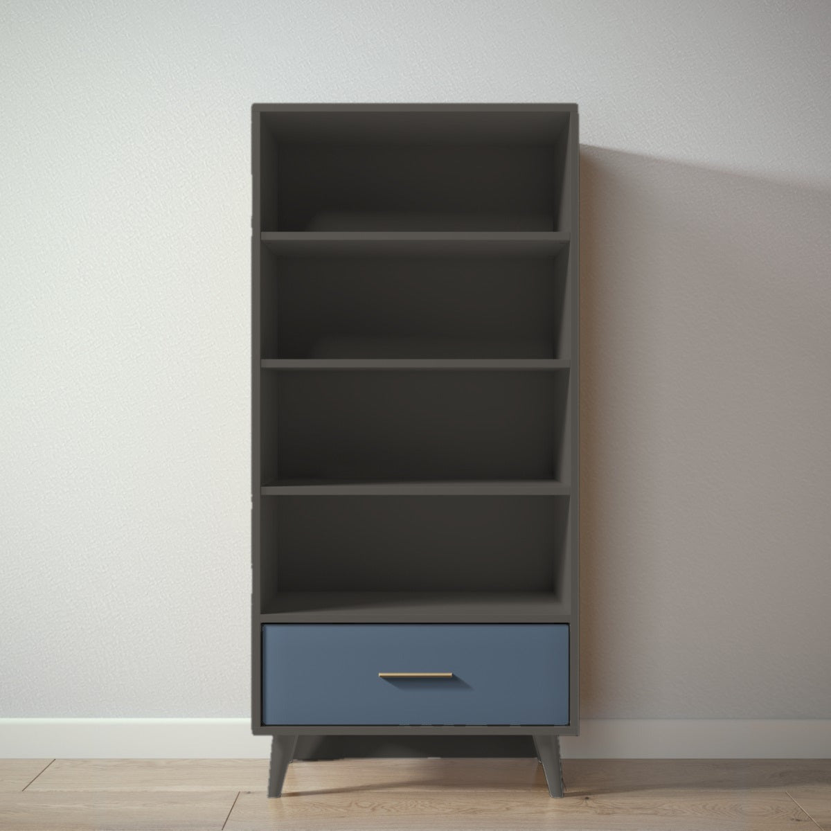 New York Bookcase in Peppercorn / Navy finish