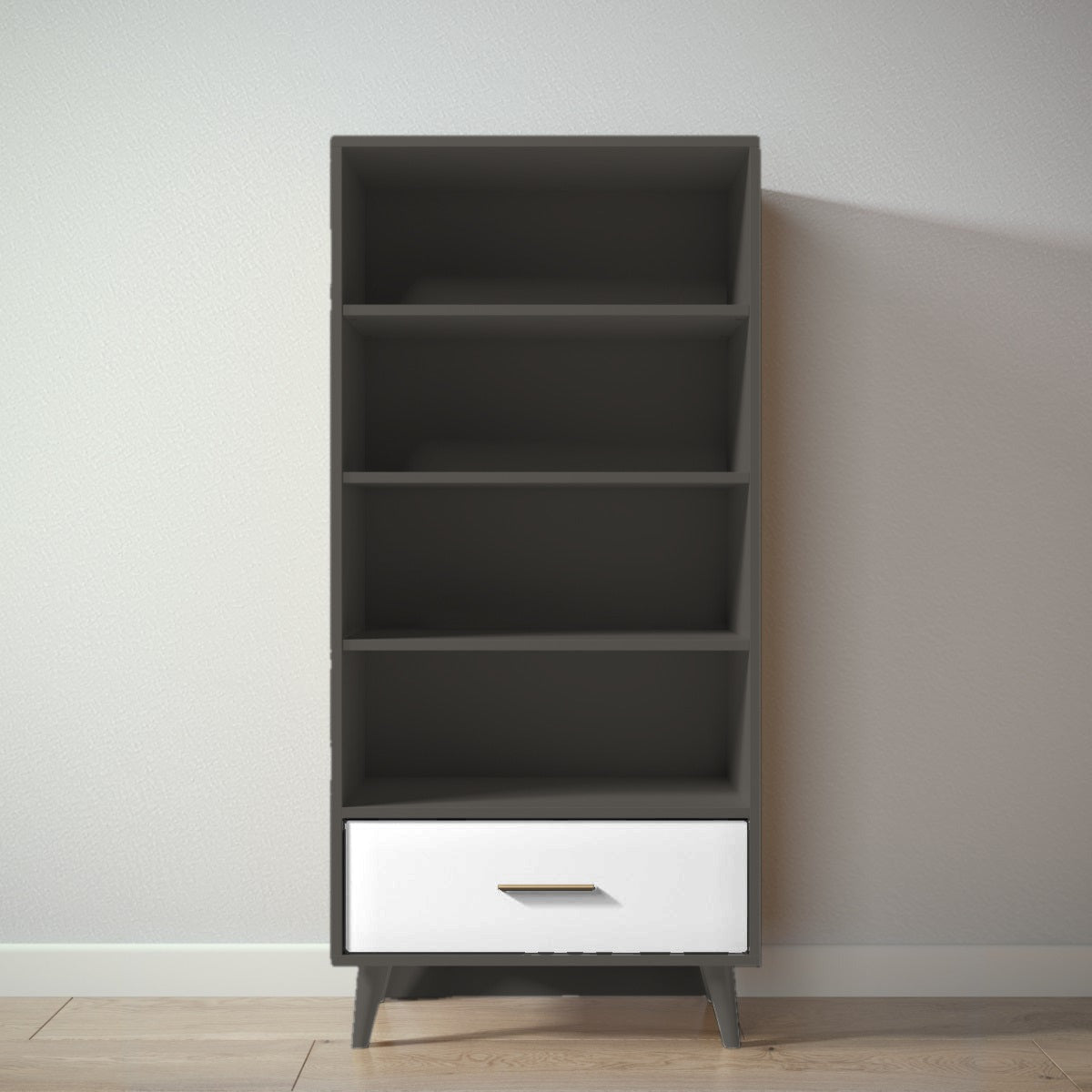 New York Bookcase in Peppercorn / Solid White finish