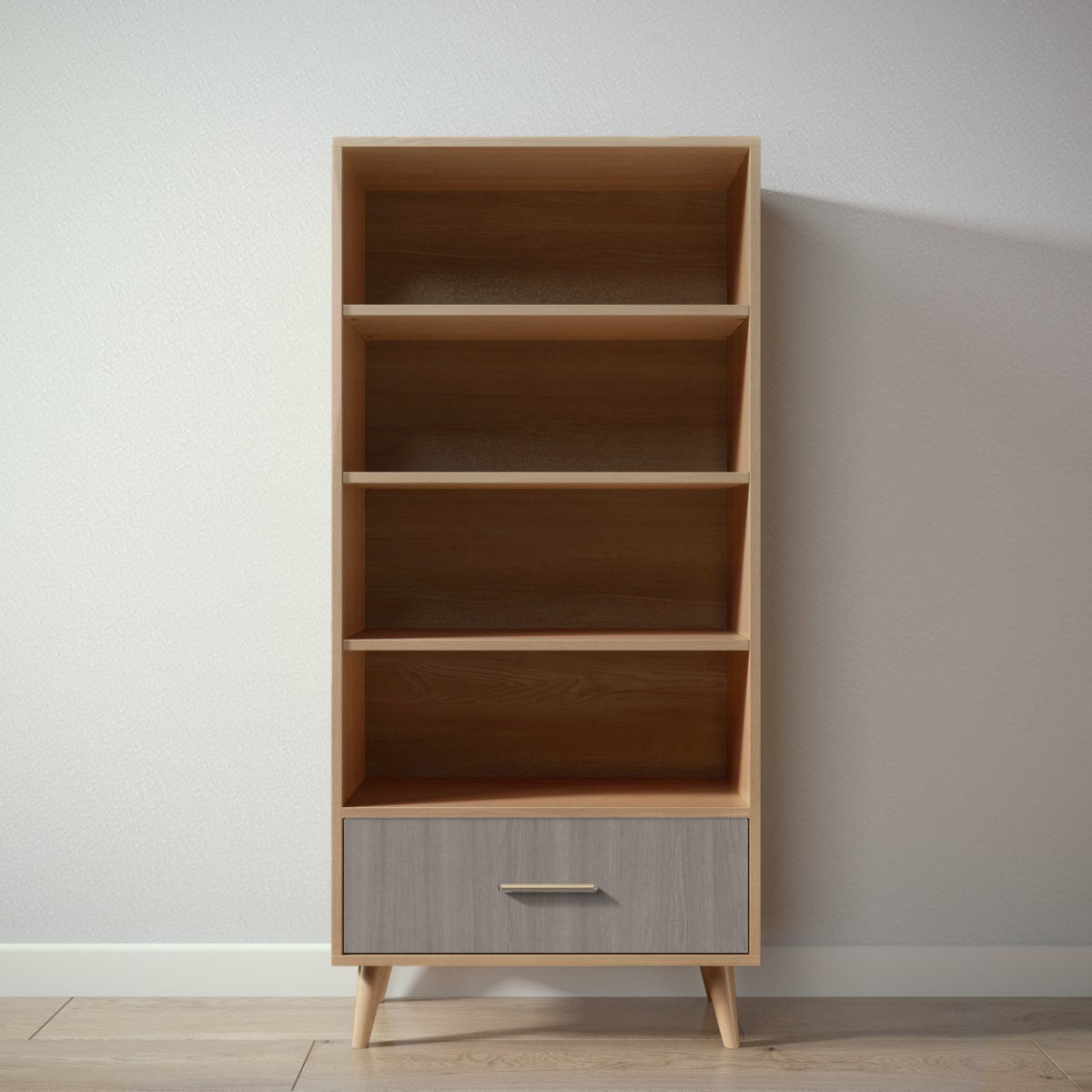 New York Bookcase in Sandstone / Aqua Grey finish