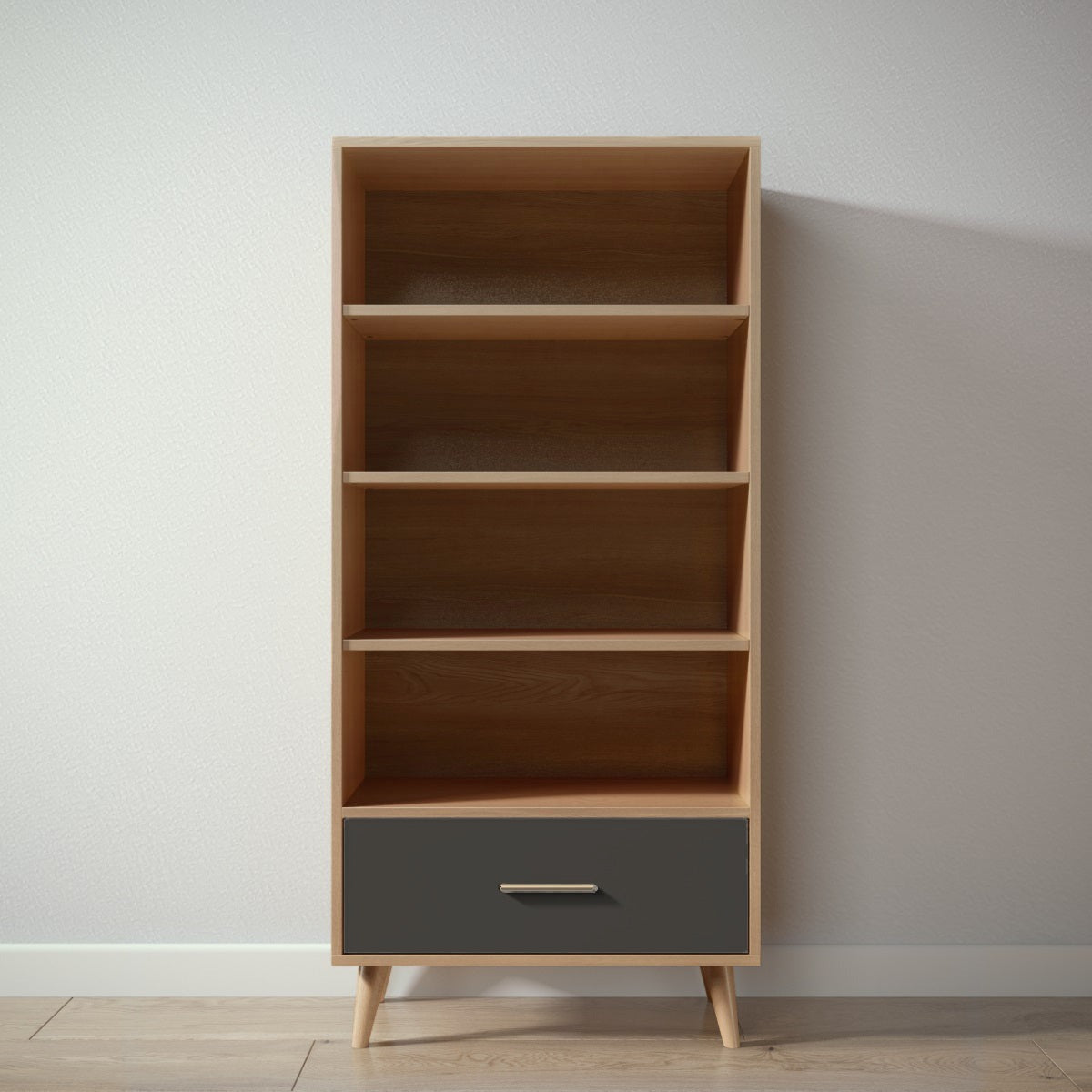 New York Bookcase in Sandstone / Peppercorn finish
