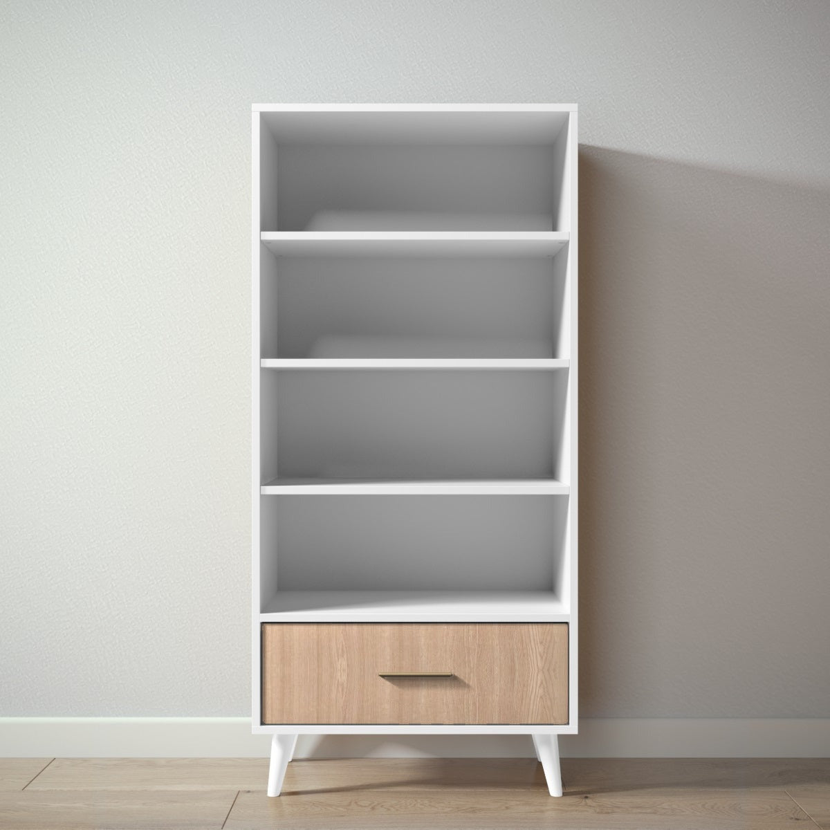 New York Bookcase in Solid White / Albero Puro finish