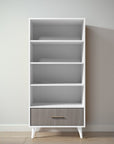 New York Bookcase in Solid White / Aqua Grey finish