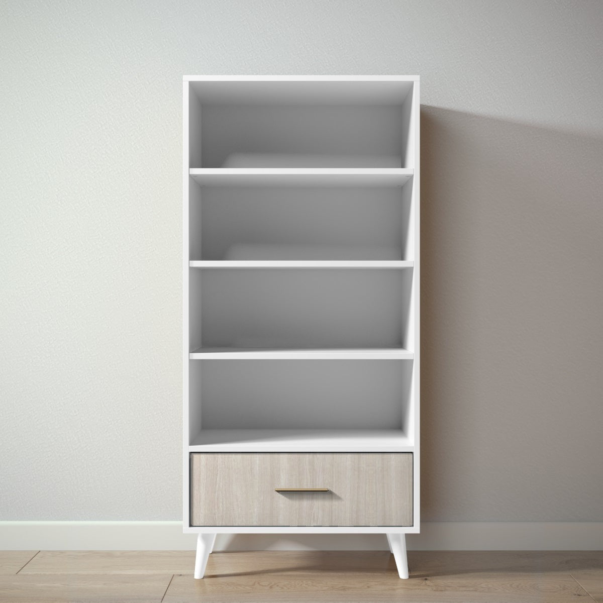New York Bookcase in Solid White / Ash finish