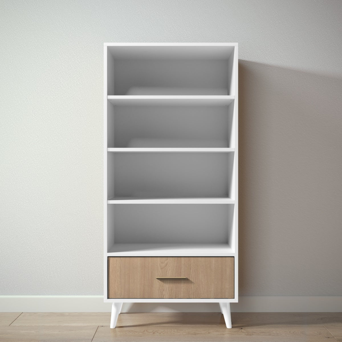 New York Bookcase in Solid White / Harvest finish