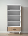 New York Bookcase in Solid White / Harvest finish