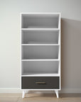 New York Bookcase in Solid White / Peppercorn finish