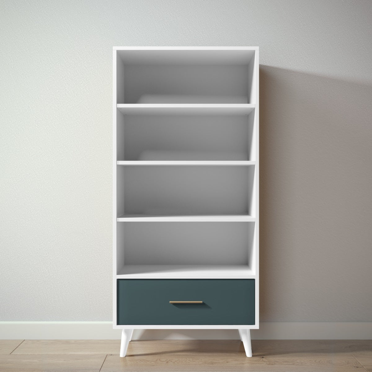 New York Bookcase in Solid White / Rosemary finish