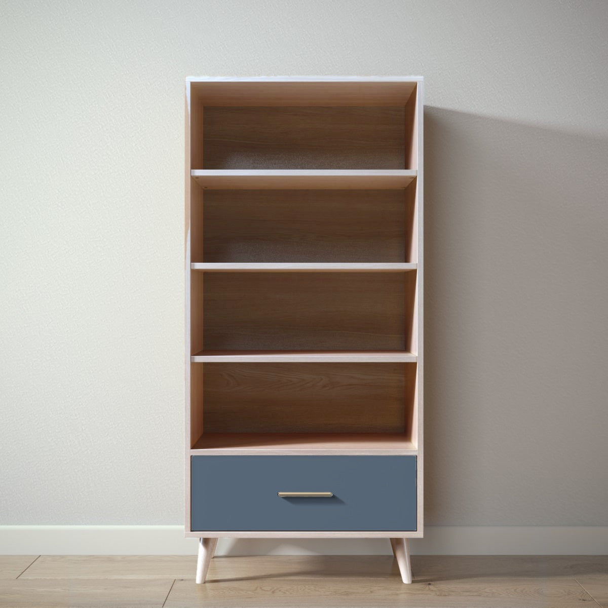 New York Bookcase in Washed White / Navy finish