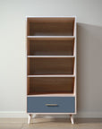 New York Bookcase in Washed White / Navy finish