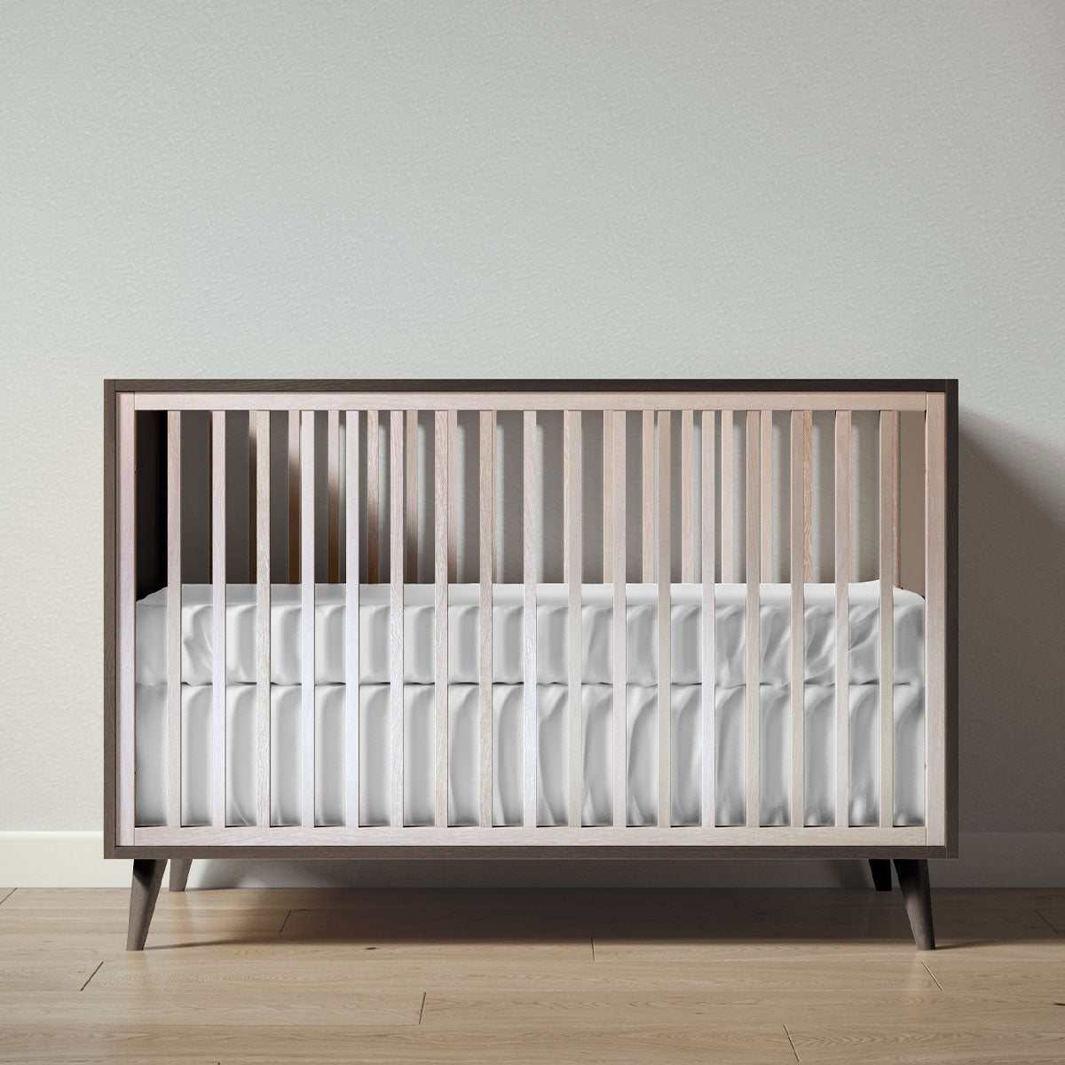 New York Crib in Aqua Grey / Washed White finish