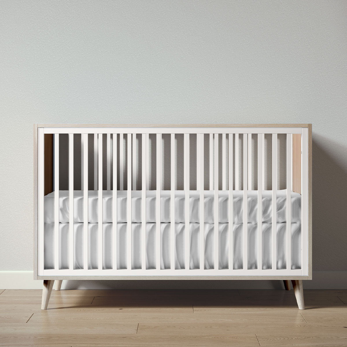 New York Crib in Ash / Solid White finish