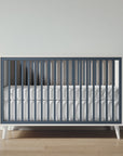 New York Crib in Bianco Satinato / Navy finish