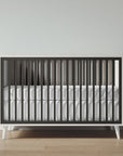 New York Crib in Bianco Satinato / Peppercorn finish
