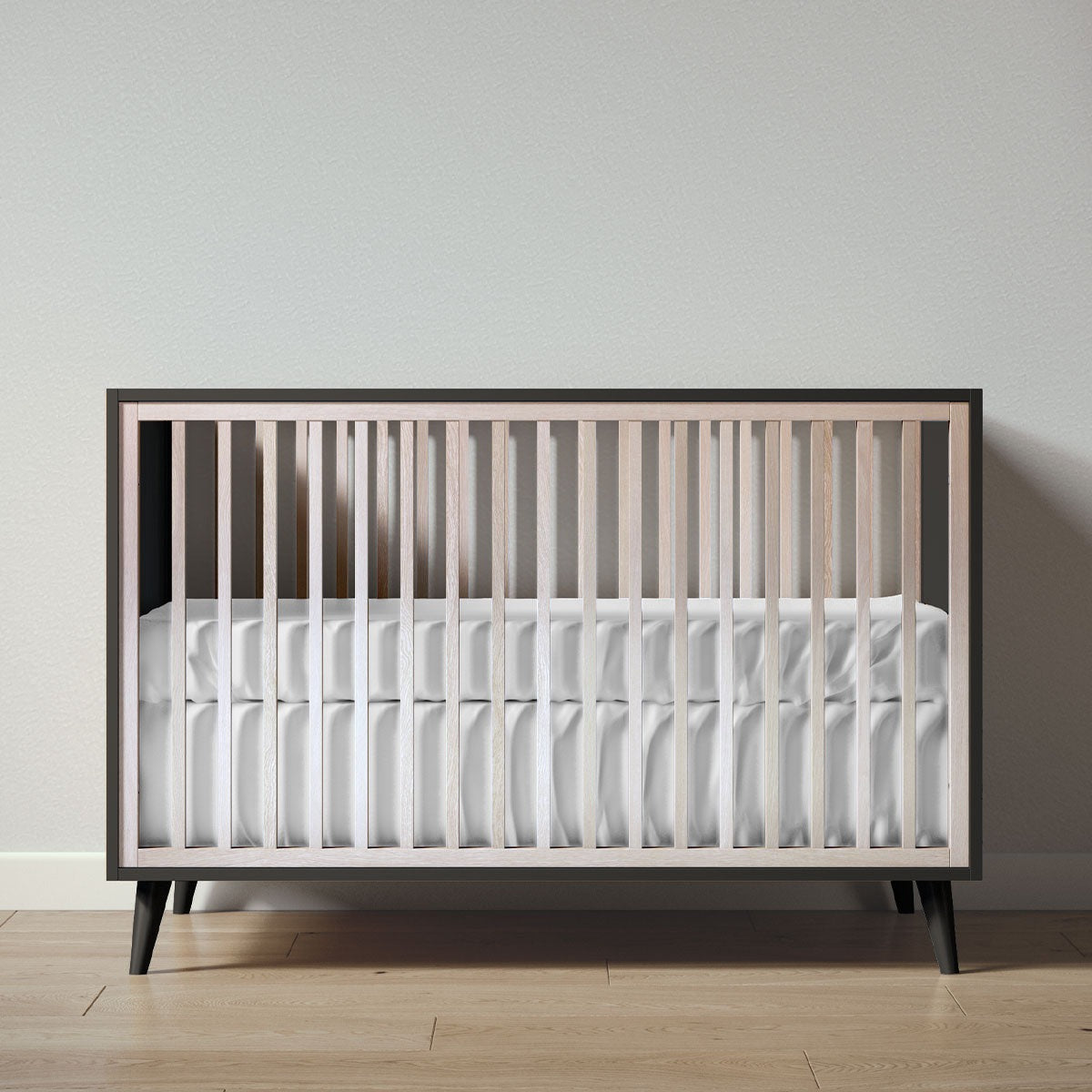 New York Crib in Peppercorn / Washed White finish