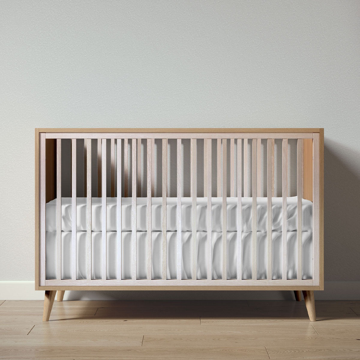 New York Crib in Sandstone / Washed White finish