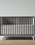 New York Crib in Solid White / Peppercorn finish