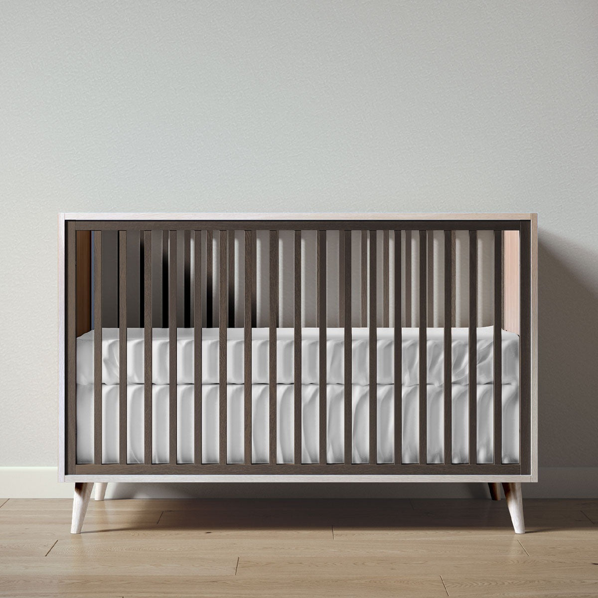 New York Crib in Washed White / Aqua Grey finish