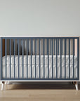 New York Crib in Washed White / Navy finish