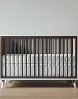 New York Crib in Washed White / Peppercorn finish