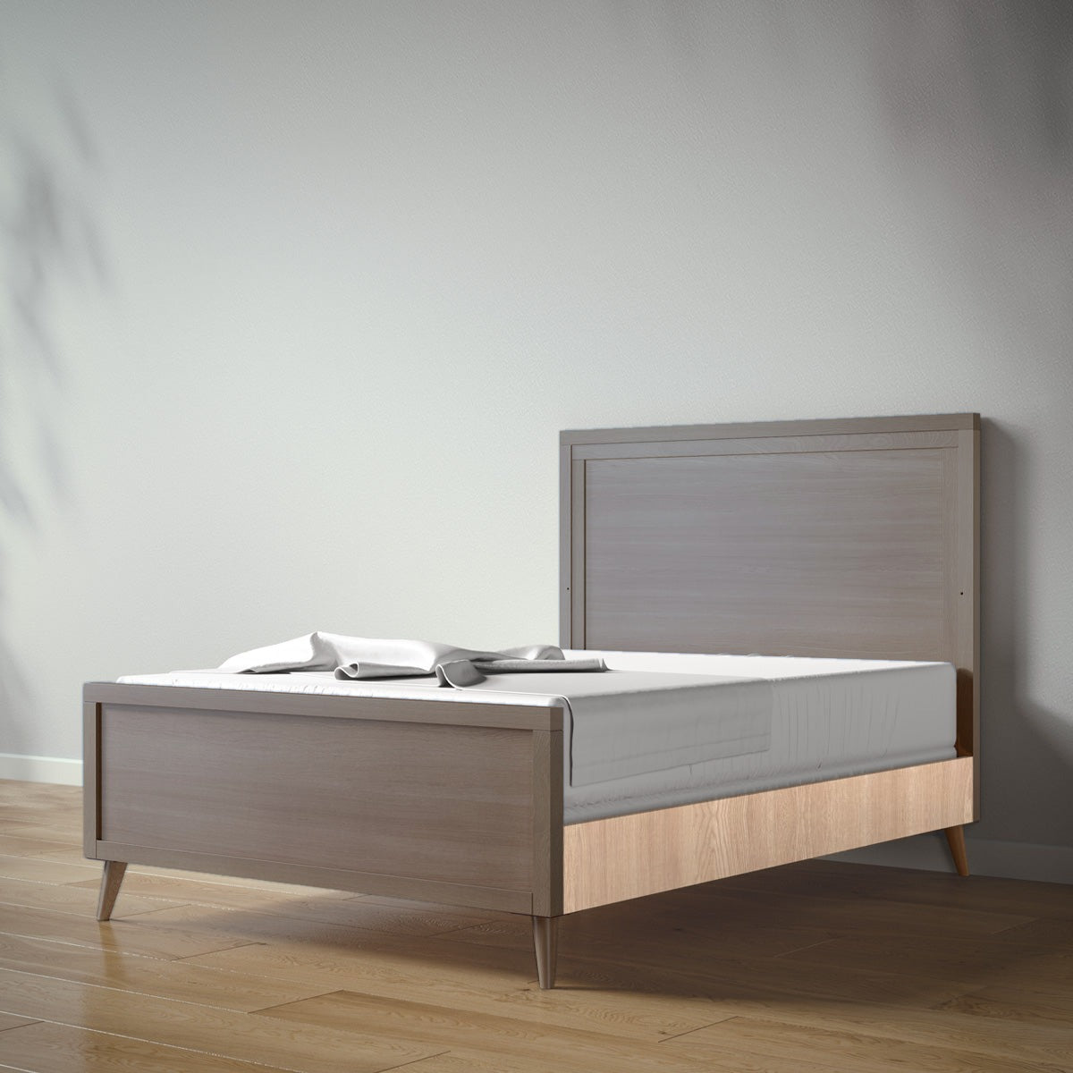 New York Full Bed in Aqua Grey / Albero Puro finish
