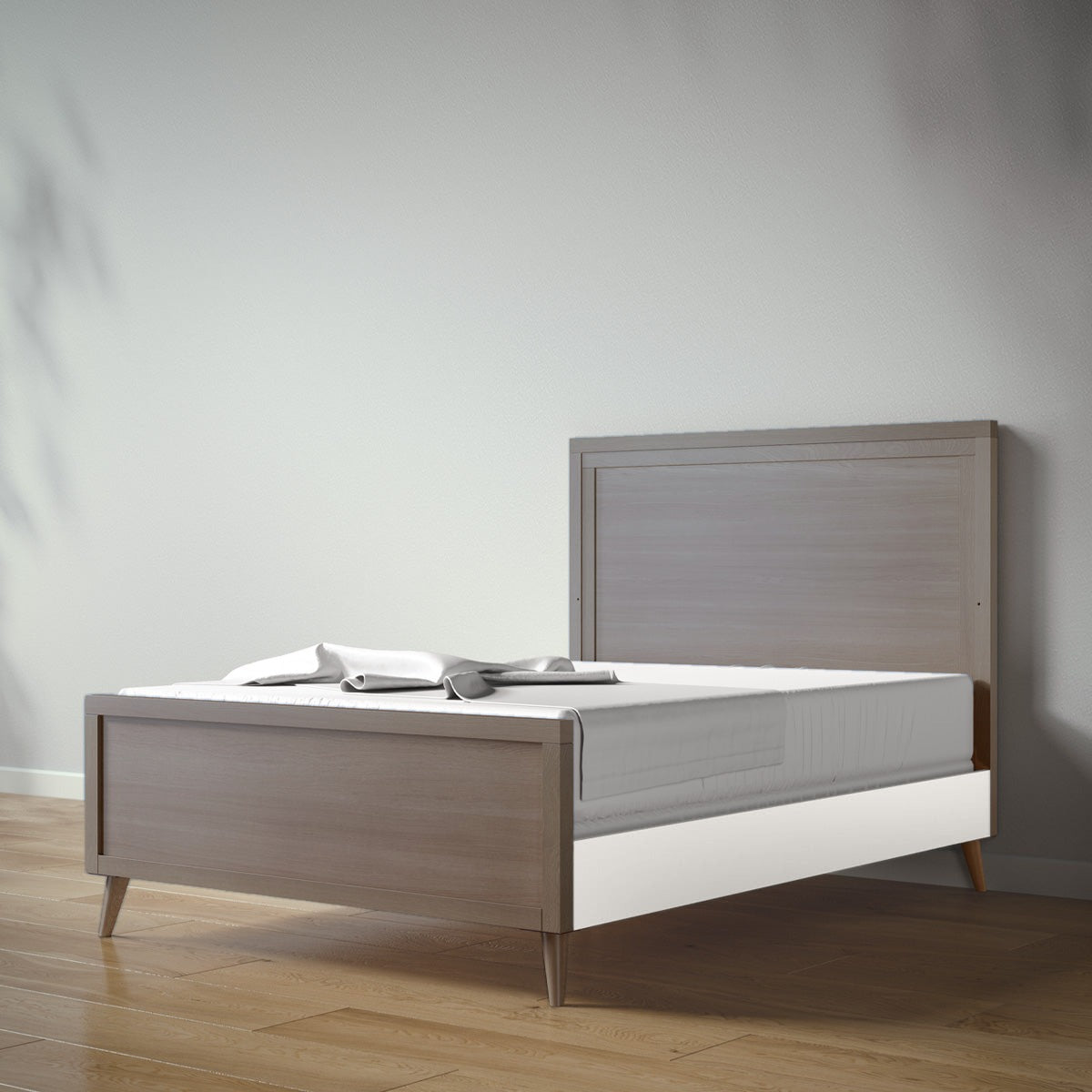 New York Full Bed in Aqua Grey / Bianco Satinato finish