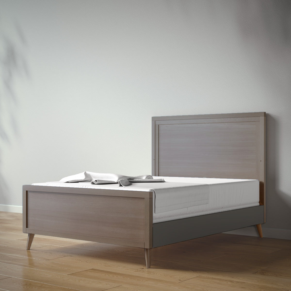 New York Full Bed in Aqua Grey / Peppercorn finish