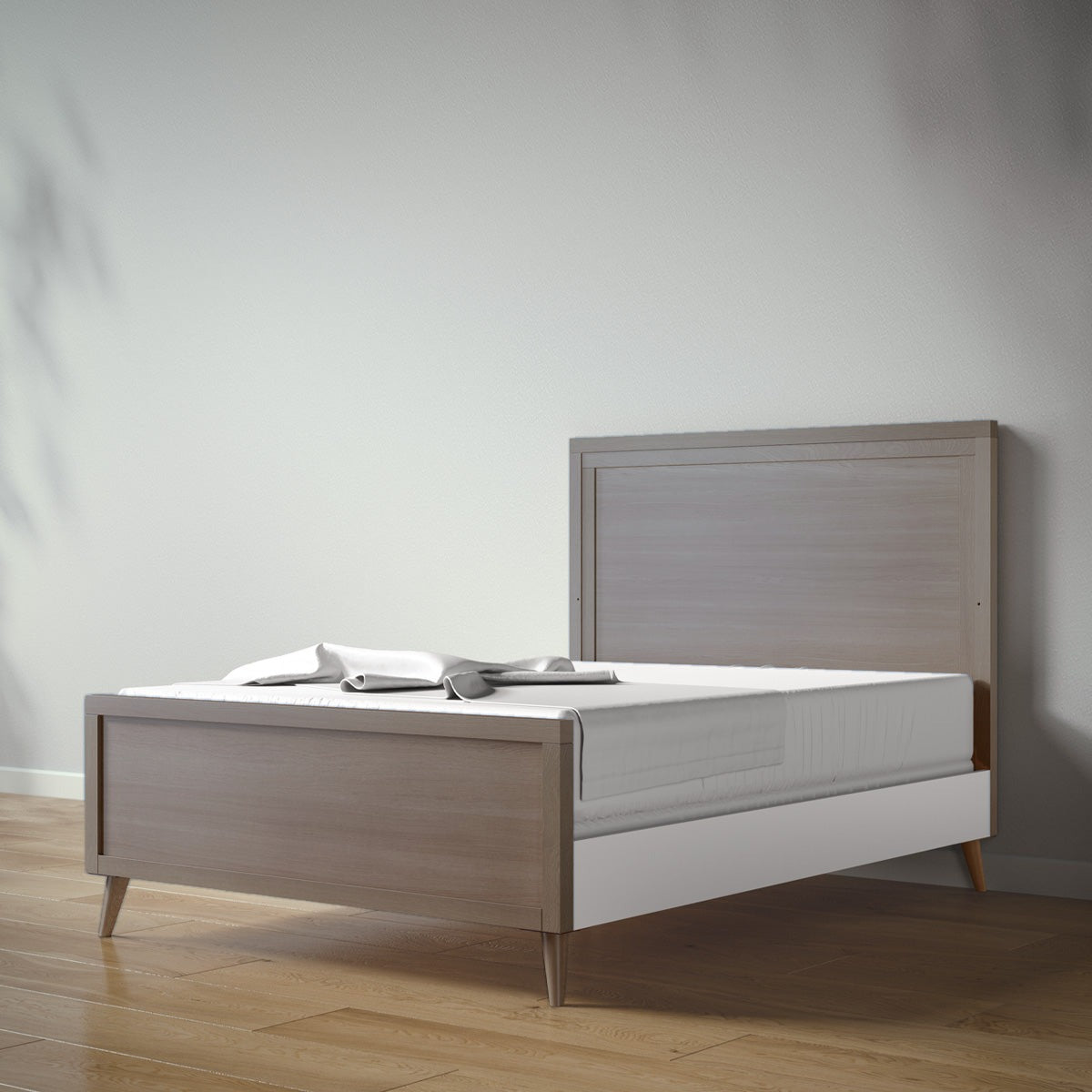 New York Full Bed in Aqua Grey / Solid White finish