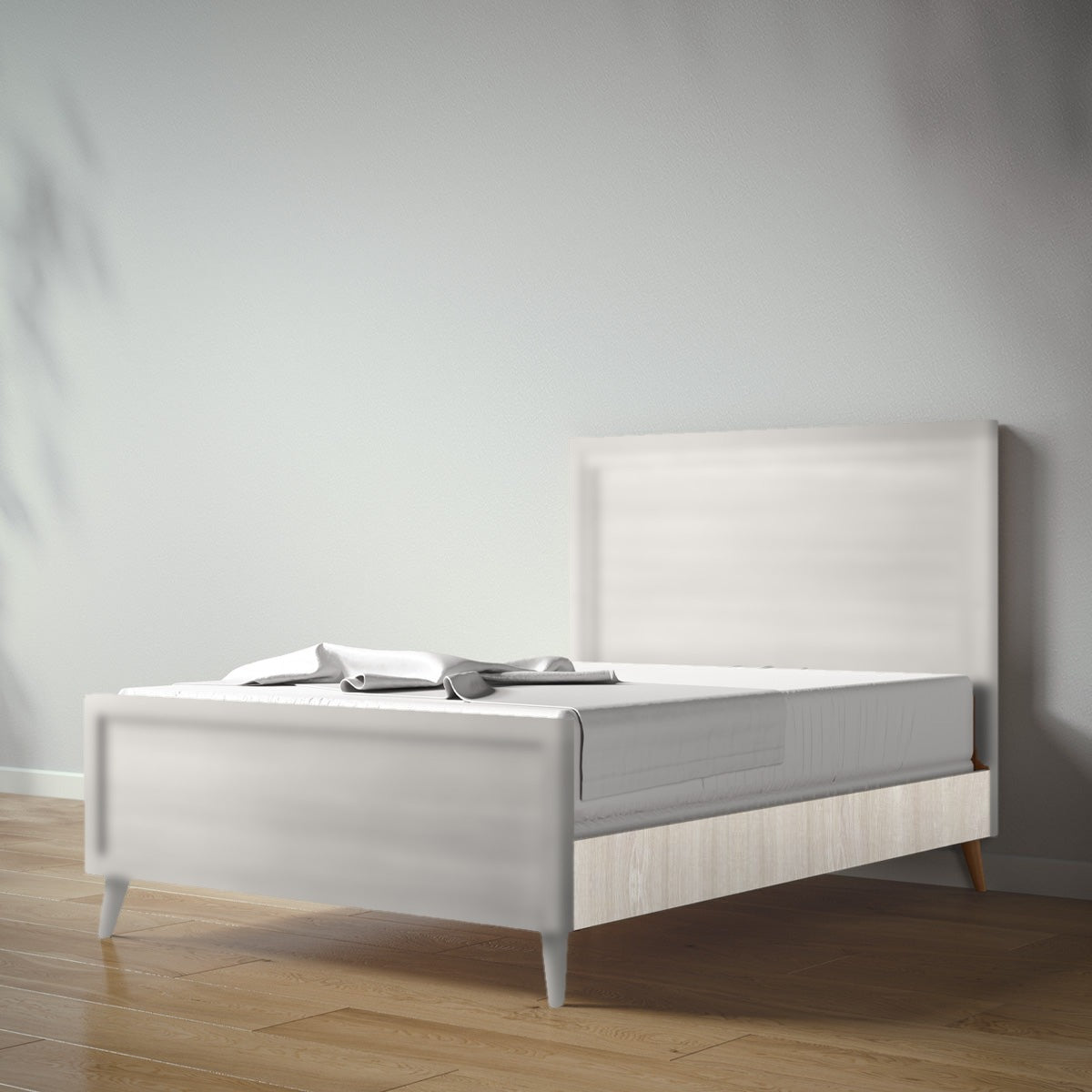New York Full Bed in Bianco Satinato / Ash finish