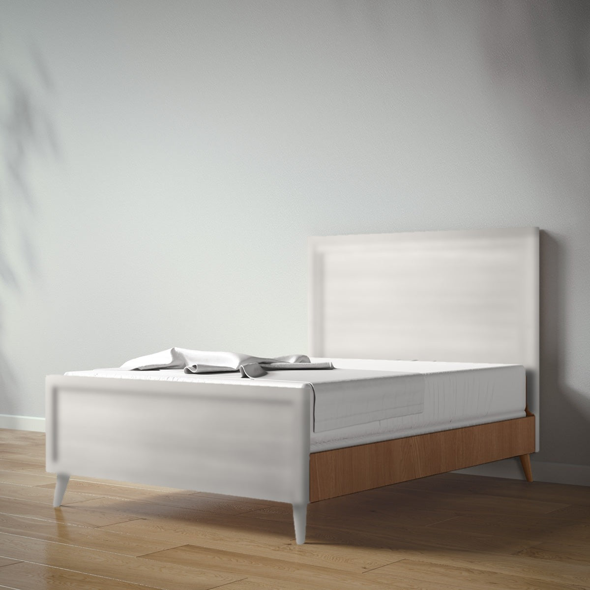 New York Full Bed in Bianco Satinato / Nocello finish