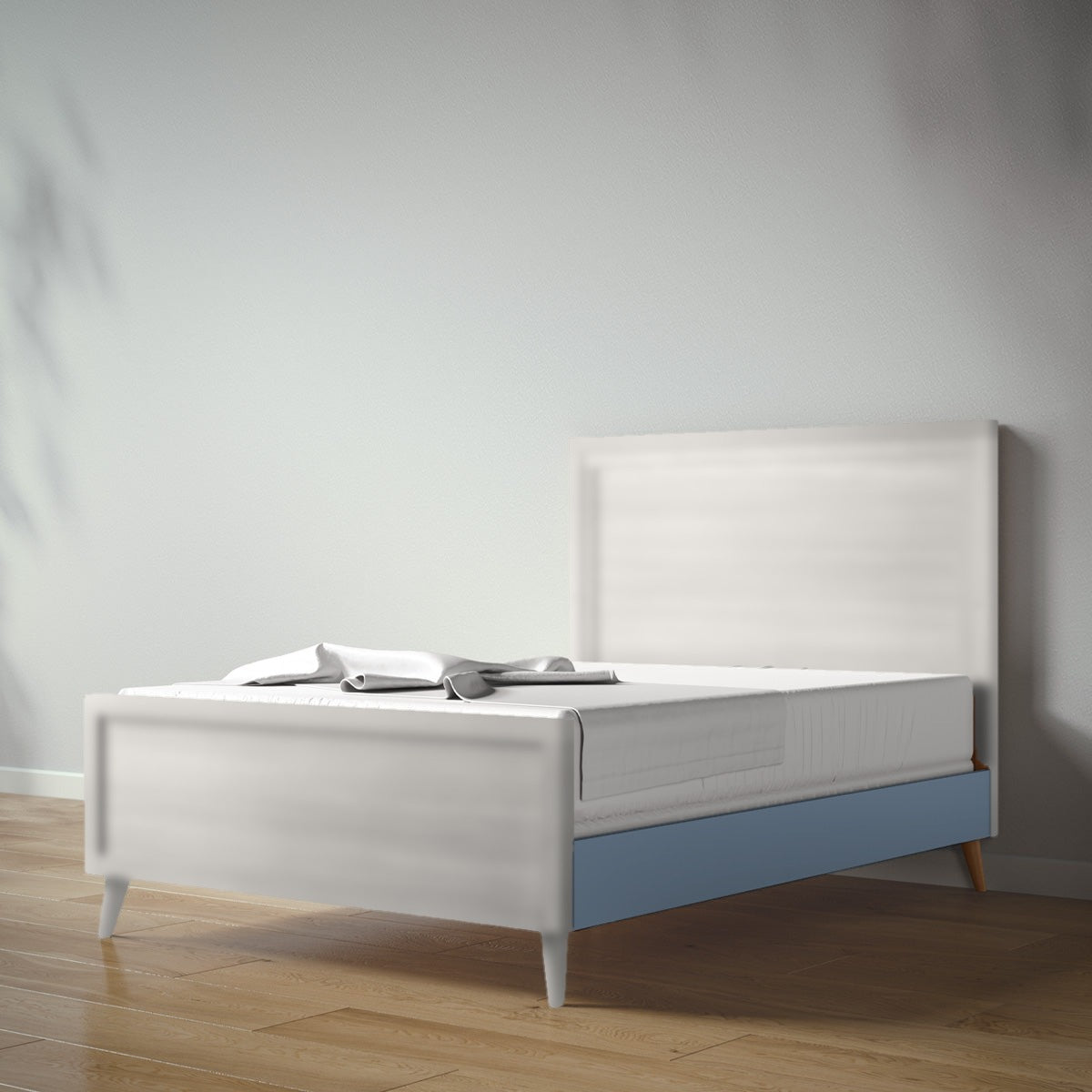 New York Full Bed in Bianco Satinato / Navy finish
