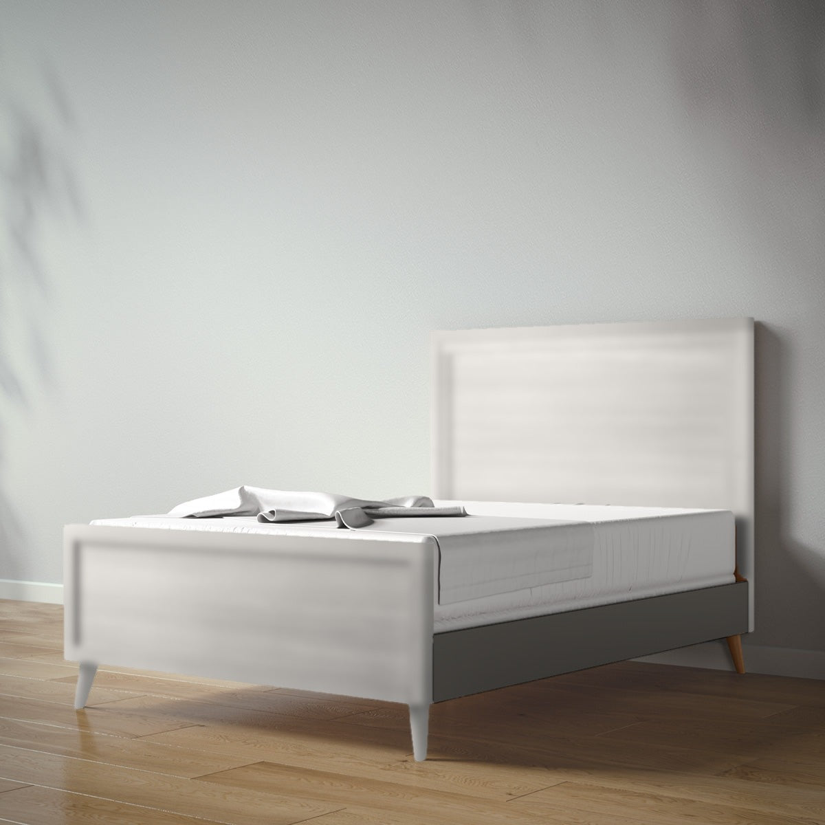 New York Full Bed in Bianco Satinato / Peppercorn finish