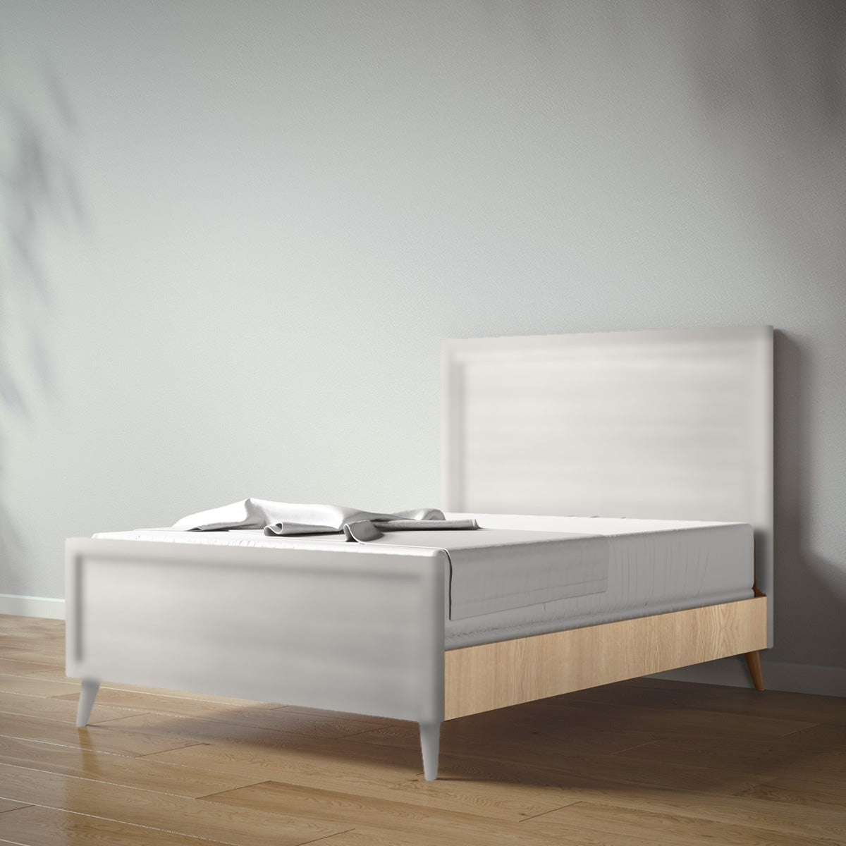 New York Full Bed in Bianco Satinato / Sandstone finish