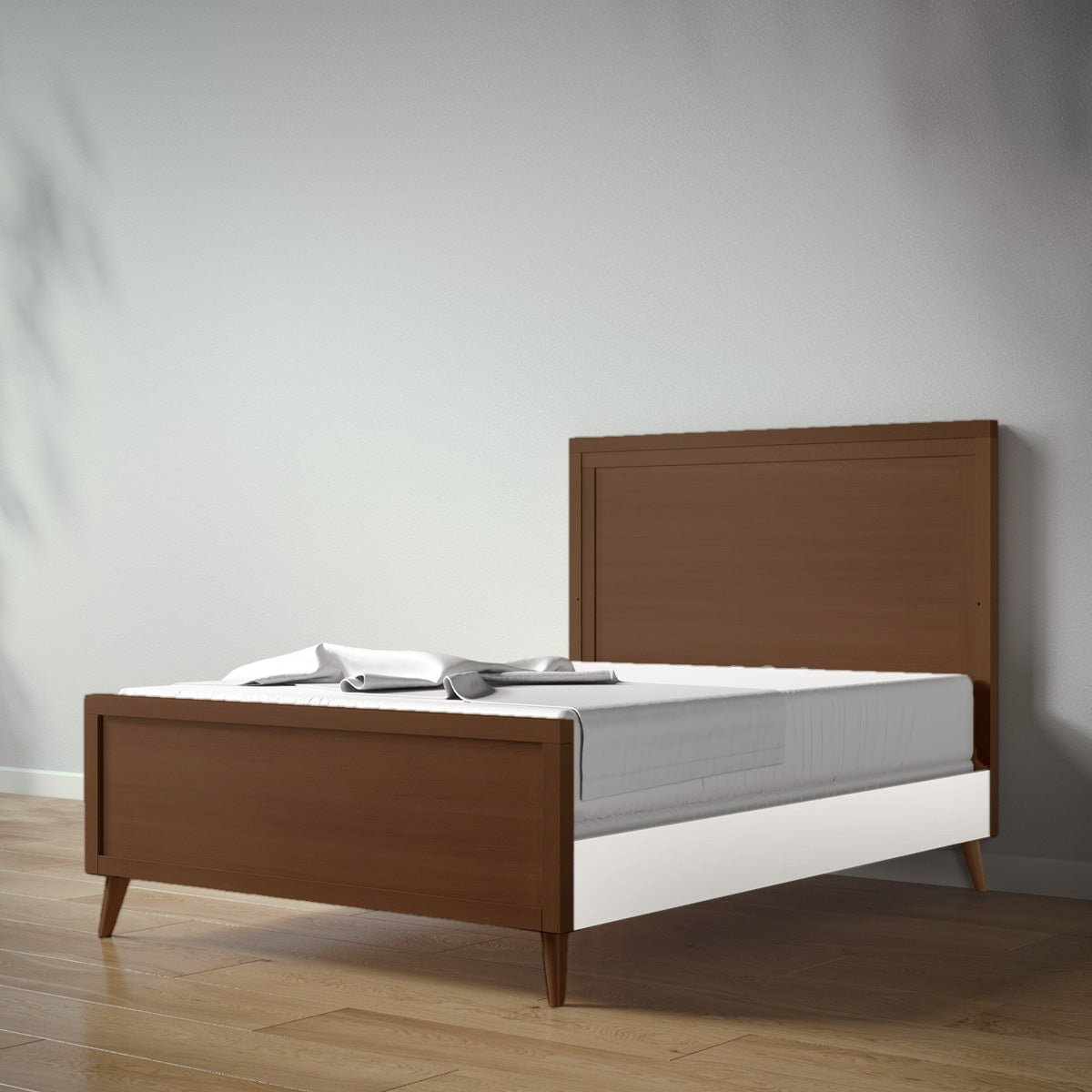 New York Full Bed in Nocello / Bianco Satinato finish