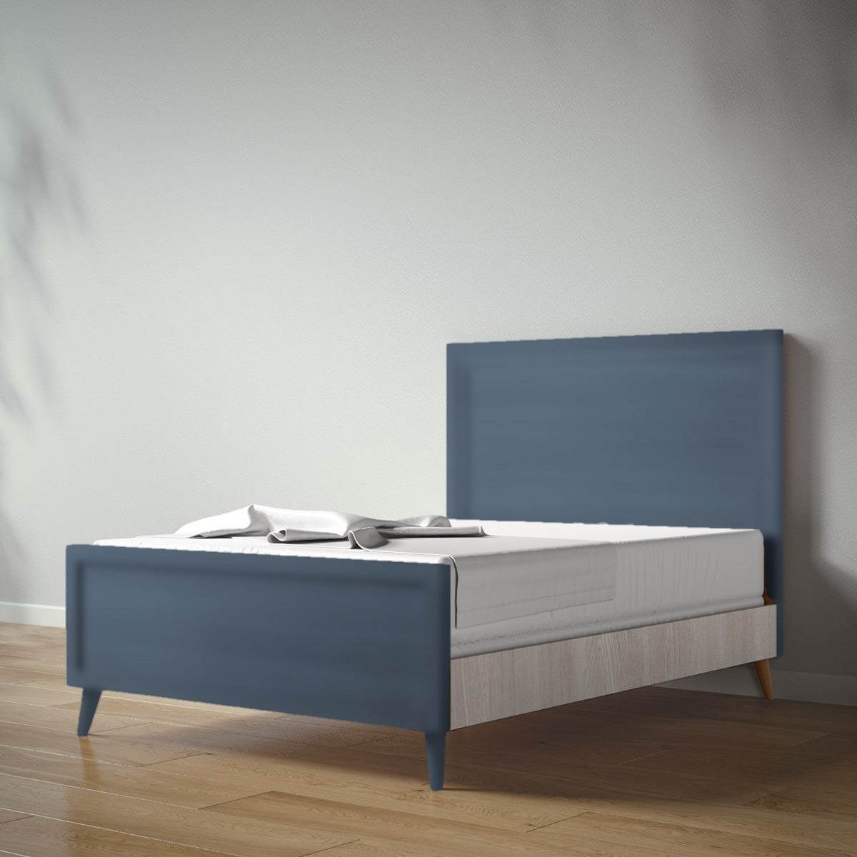 New York Full Bed in Navy / Aqua Grey finish