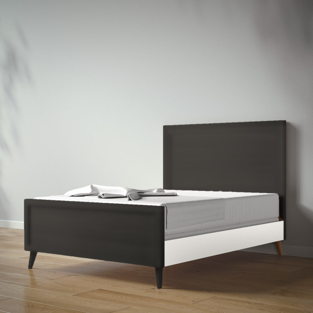 New York Full Bed in Peppercorn / Bianco Satinato finish