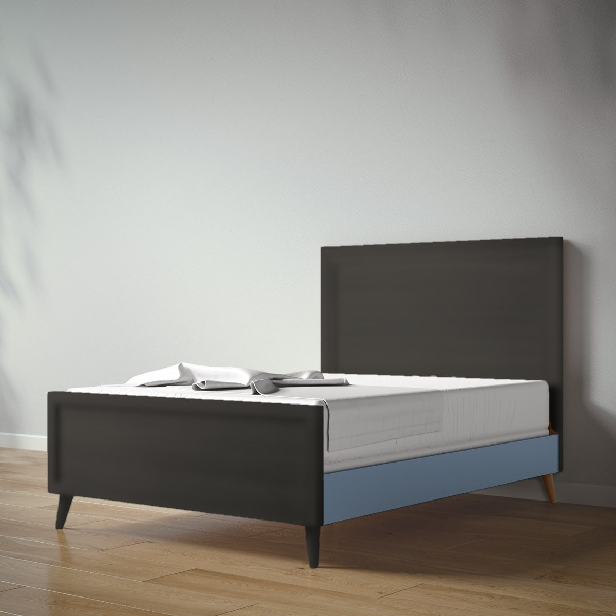 New York Full Bed in Peppercorn / Navy finish