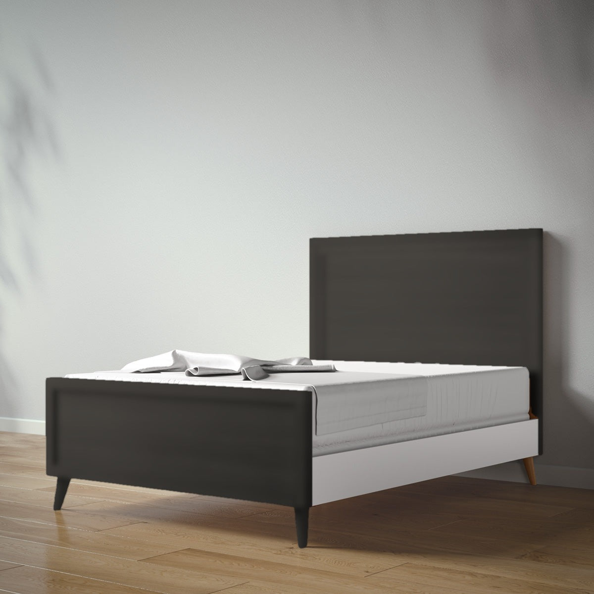 New York Full Bed in Peppercorn / Solid White finish