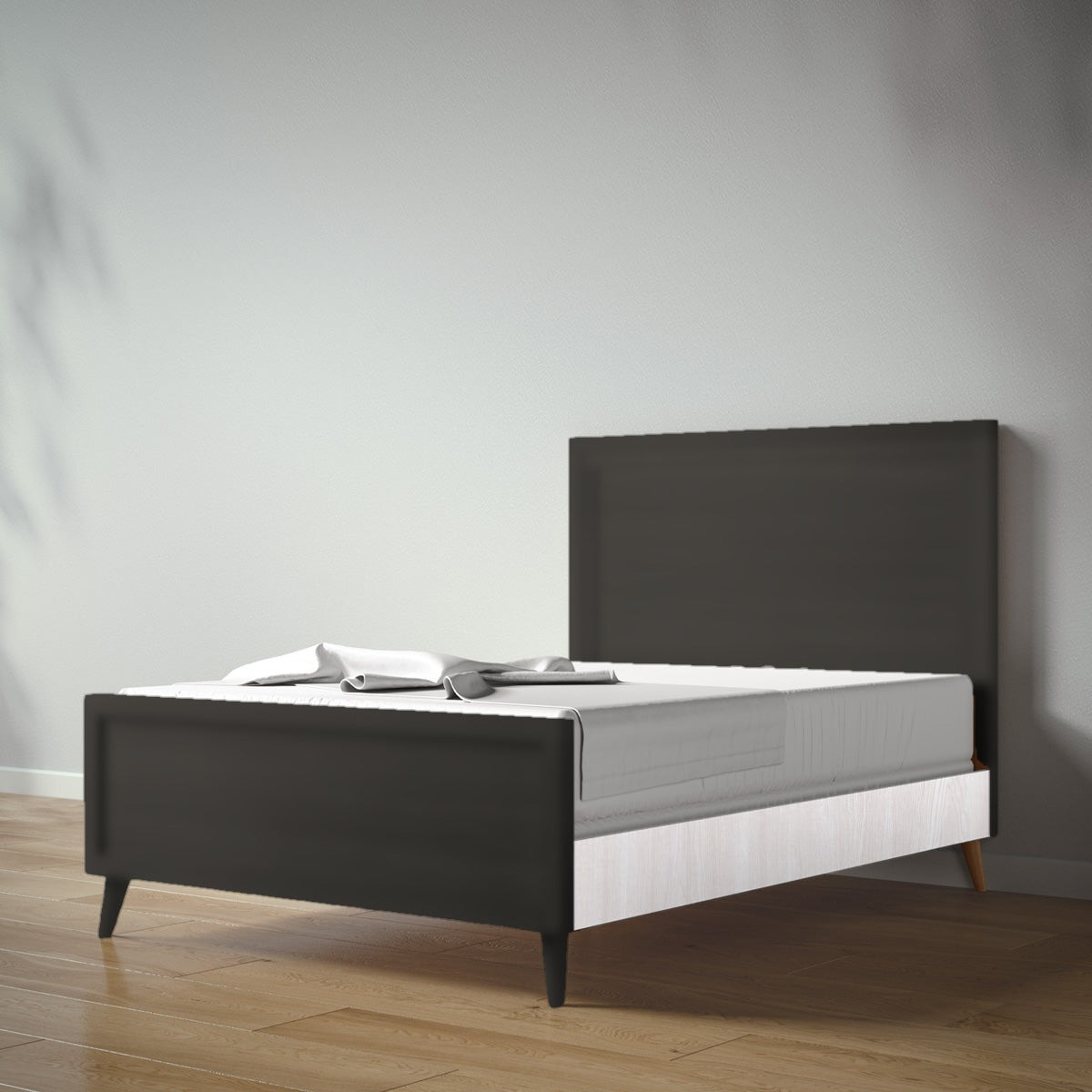 New York Full Bed in Peppercorn / Washed White finish