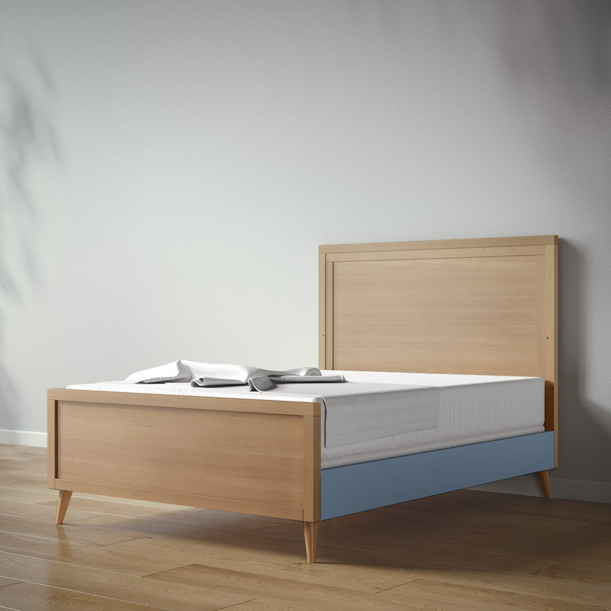 New York Full Bed in Sandstone / Navy finish