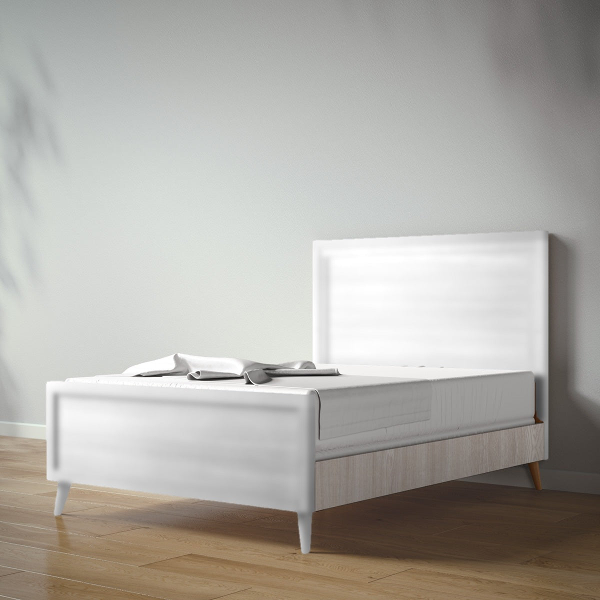 New York Full Bed in Solid White / Aqua Grey finish
