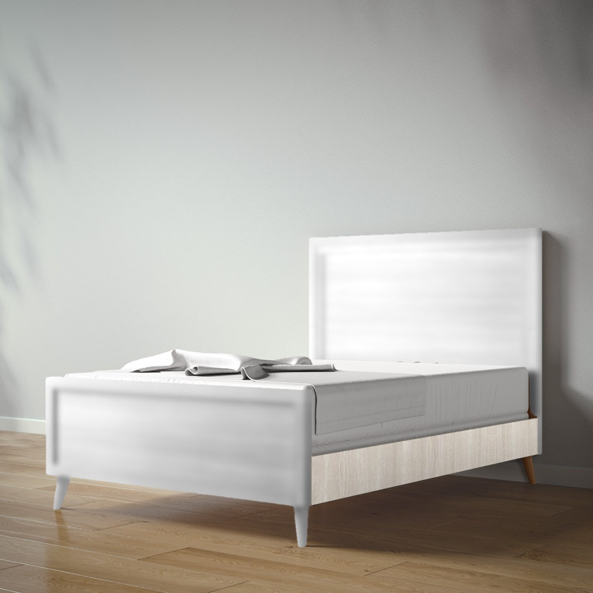 New York Full Bed in Solid White / Ash finish