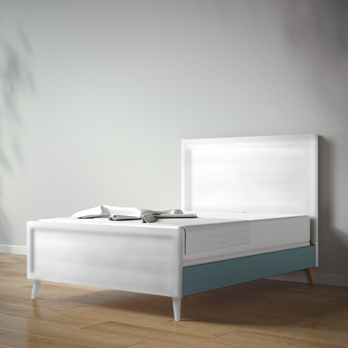 New York Full Bed in Solid White / Rosemary finish