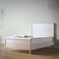 New York Full Bed in Washed White / Aqua Grey finish