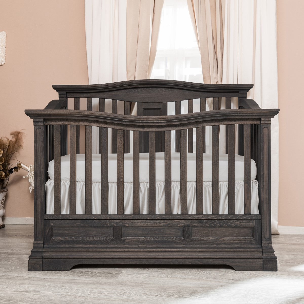 Imperio Convertible Crib with Open Back, Solid hardwood 4-in-1