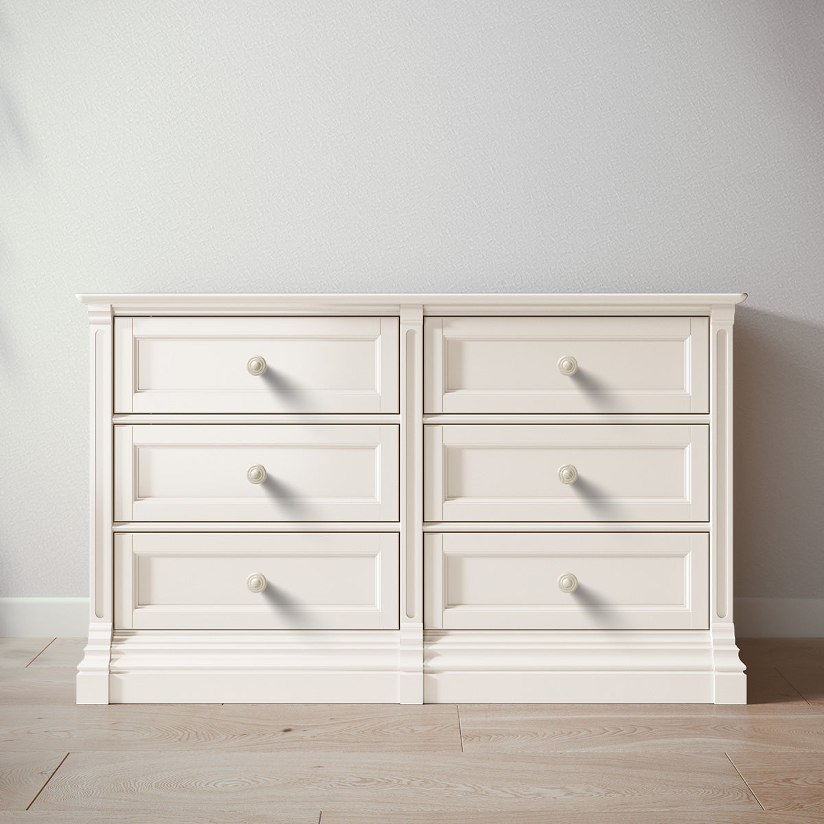 Imperio Double Dresser by Romina Furniture | 100% Solid Wood | GREENGUARD Bianco Satinato / Standard Knob (Wood) Imperio Double Dresser by Romina Furniture | 100% Solid Wood | GREENGUARD Bianco Satinato / Standard Knob (Wood)