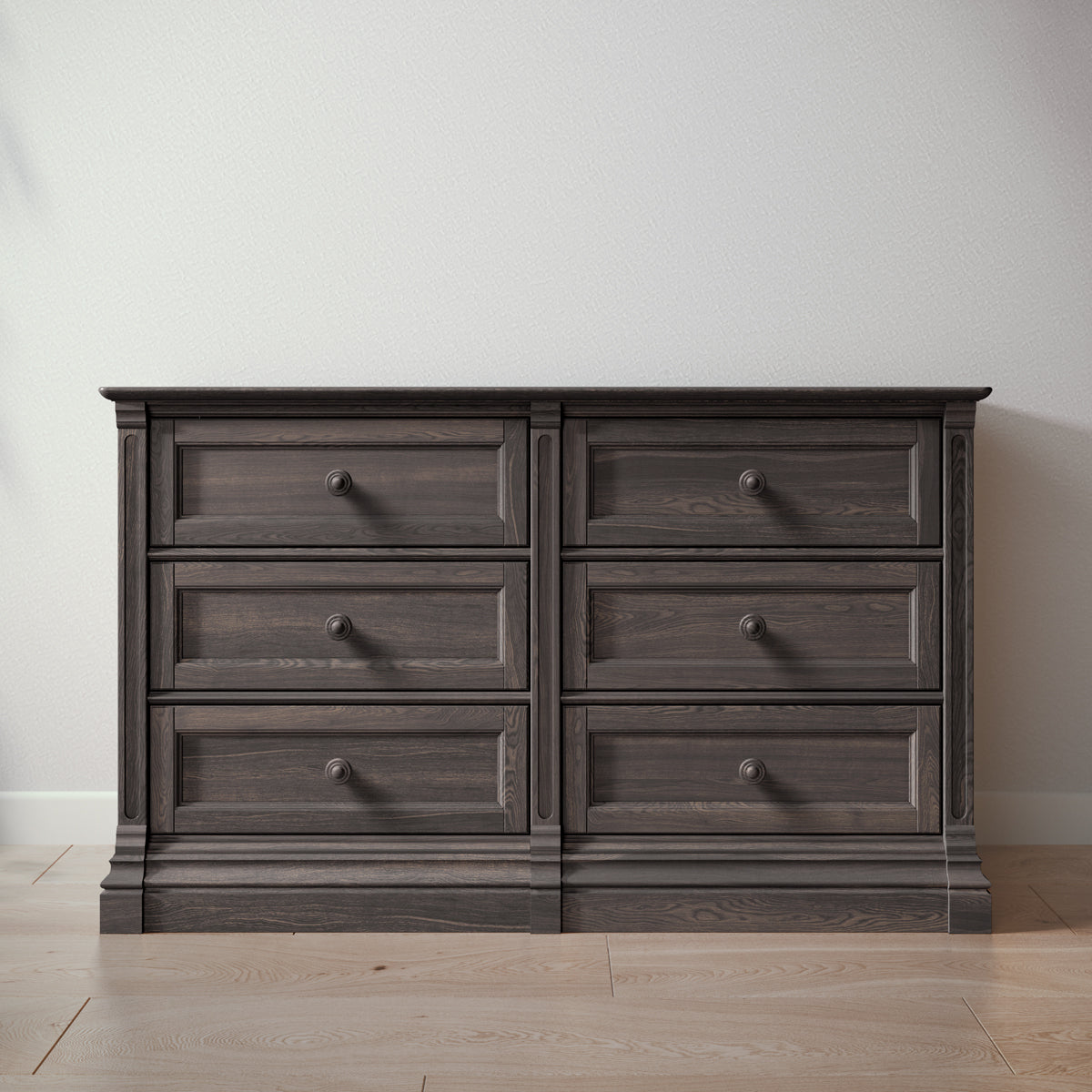 Imperio Double Dresser, Aqua Gray / Standard Knob (Wood) Solid Wood Greenguard Gold Certified