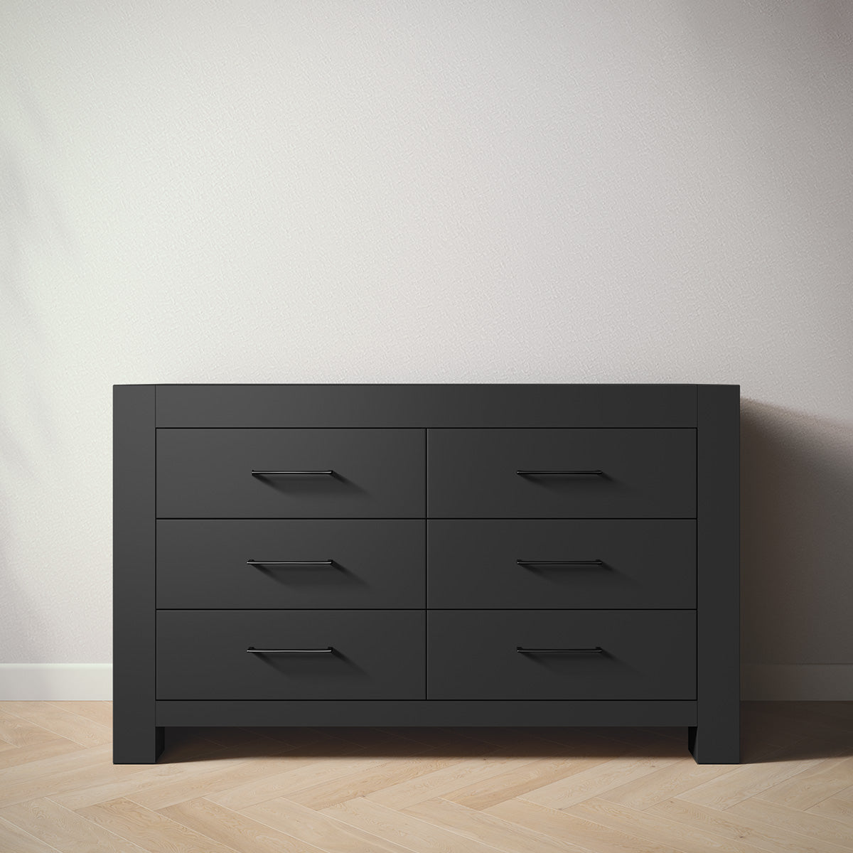 Ventianni Double Dresser by Romina Furniture | Solid Wood | Made in Europe Peppercorn / Peppercorn / Bar Handle - Matte Black Ventianni Double Dresser by Romina Furniture | Solid Wood | Made in Europe Peppercorn / Peppercorn / Bar Handle - Matte Black