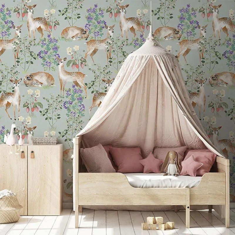 Anca's Fawn In Green Wallpaper