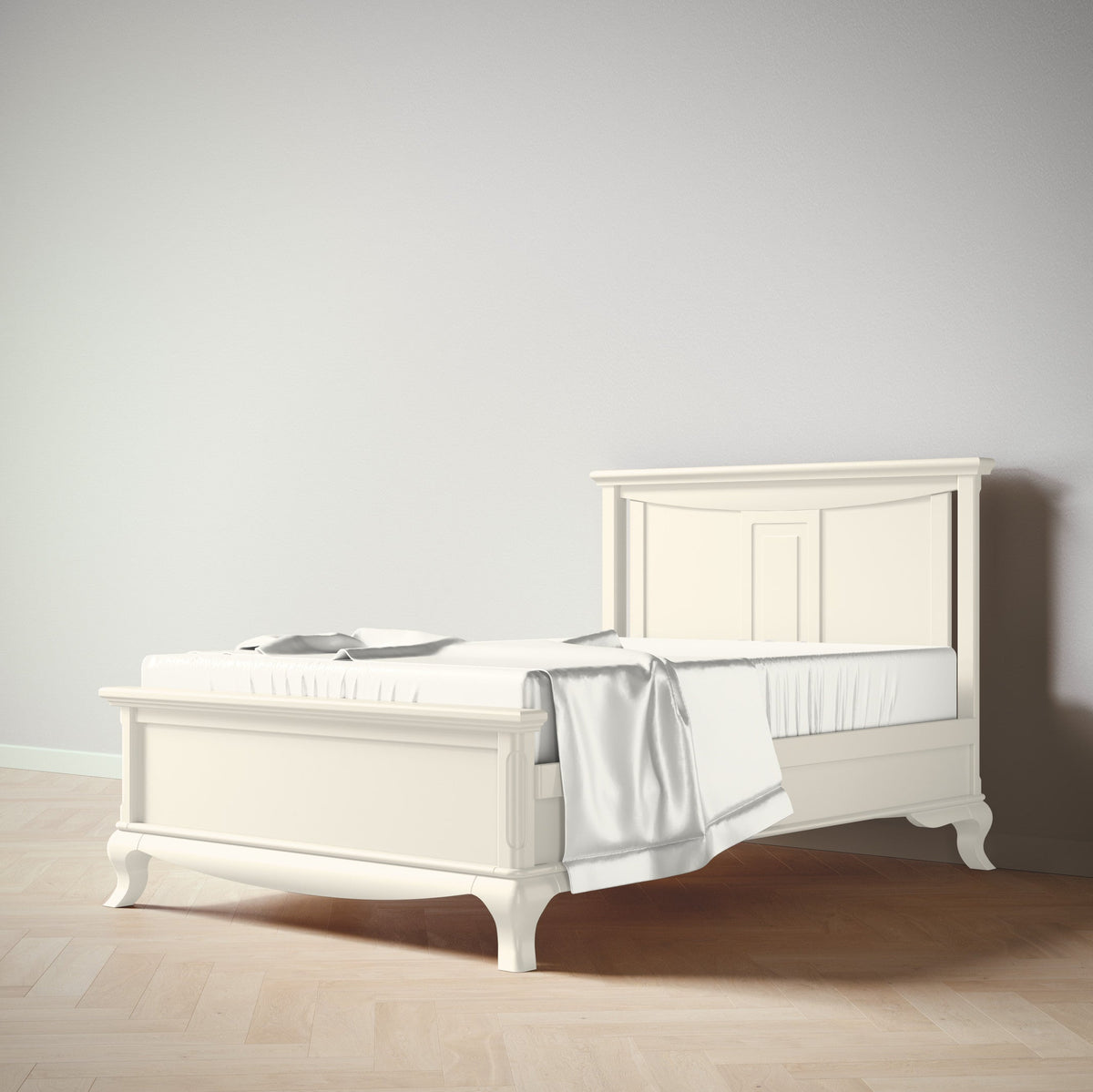 Antonio Full Bed / Solid Back in Bianco Satinato finish